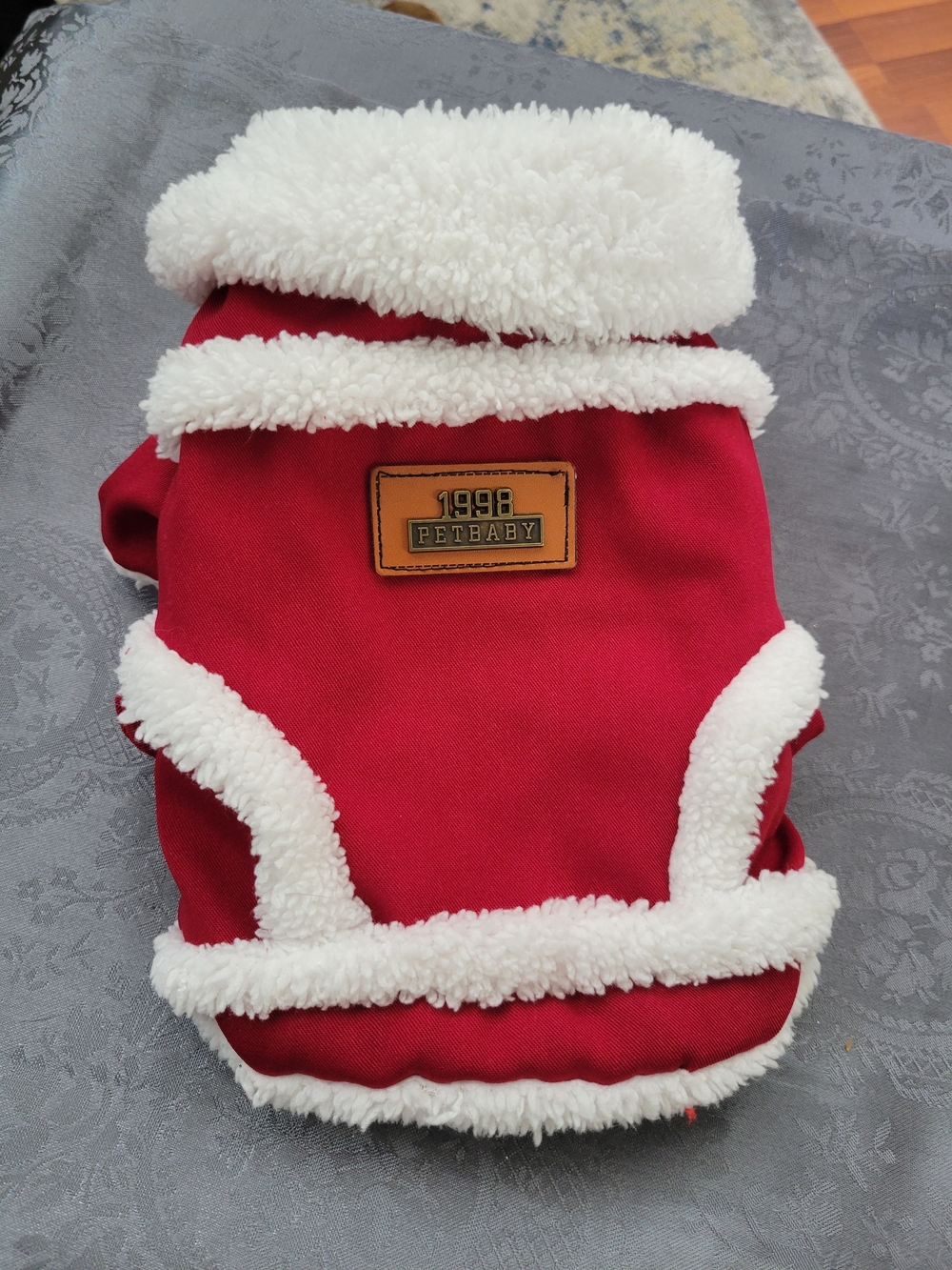 Red Sherpa-Lined Dog Coat